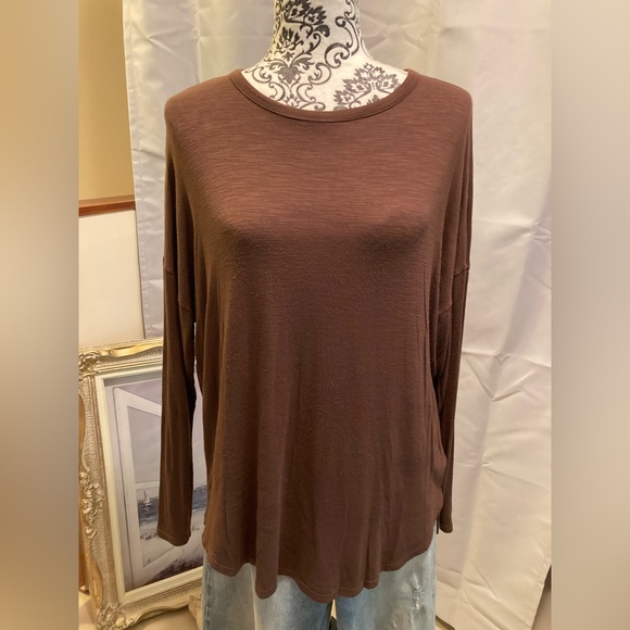 OLD NAVY Espresso Bark, Long Sleeve Luxe Tunic T-Shirt (S) - Picture 1 of 10